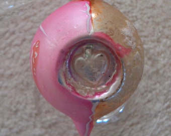 Vintage 50s Pink Heart Mercury Glass Christmas Ornament