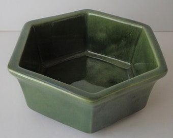 Vintage Haeger Pottery Large Planter 4003 Green Hexagonal Shape High Gloss Glaze
