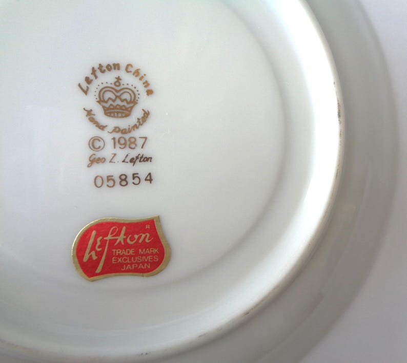 Lefton Labels Vintage Lefton China Japan Heritage Green Footed Tea Cup and Saucer Set ...