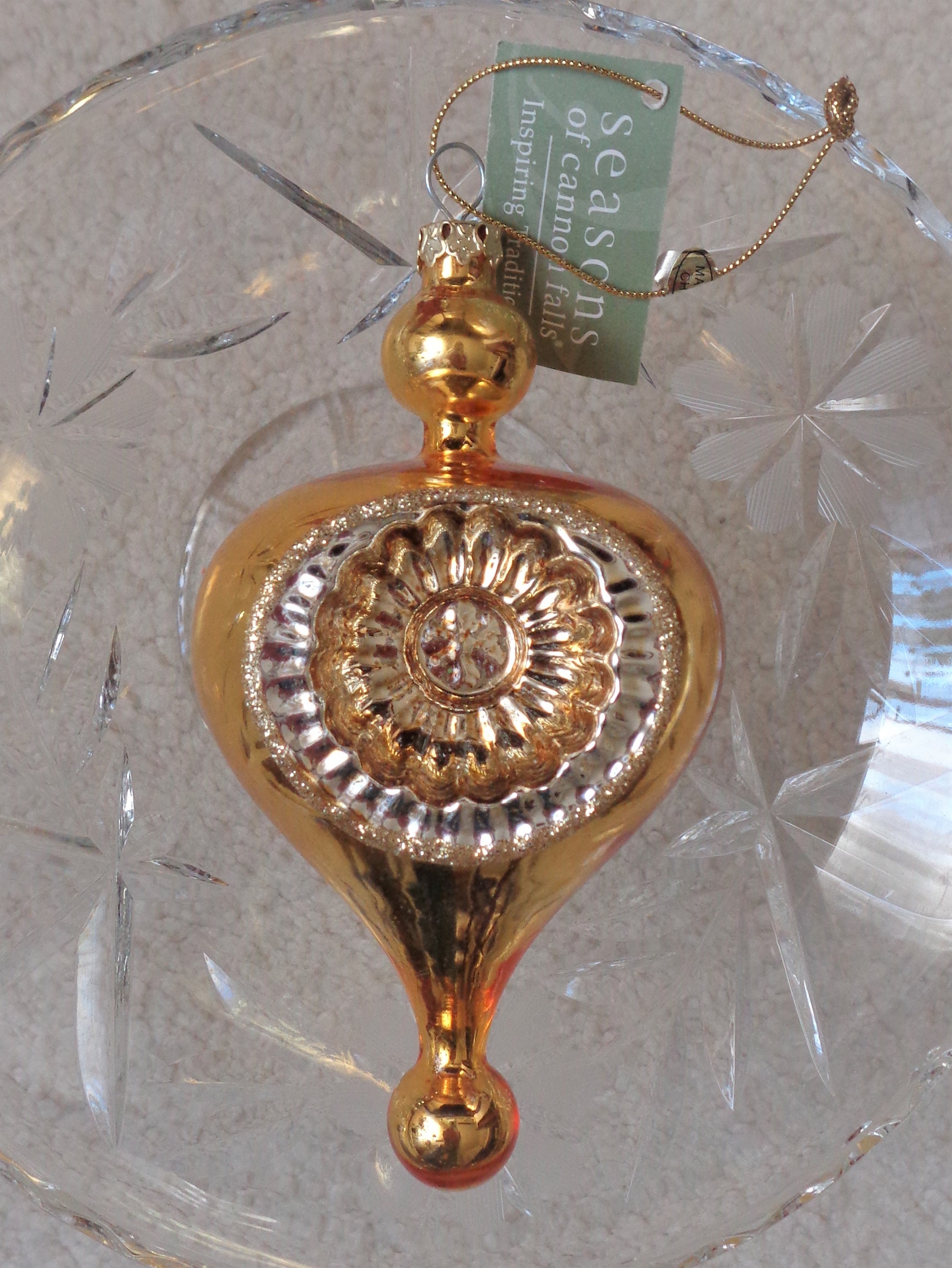 Seasons of Cannon Falls Indent Glass Gold Christmas Ornament Etsy