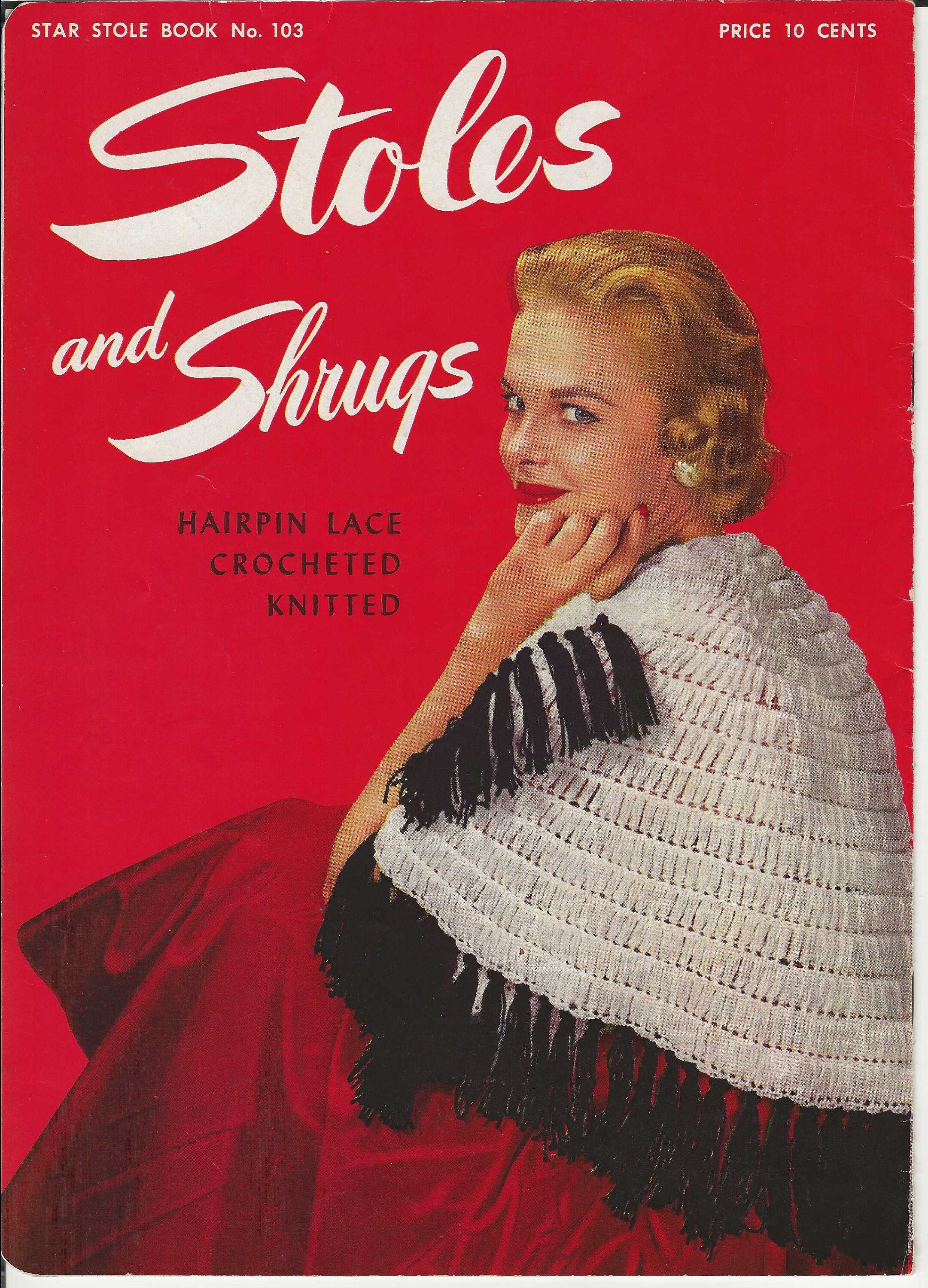 【希少】STORMA MASTERPIECE KNIT STOLE Vintage Stoles and Shrugs Star Stole Book No 103 Hairpin