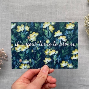 Het is jouw tijd om te bloeien, bloemenveldkaart, plantenkaart, tuinkaart, botanische kaart