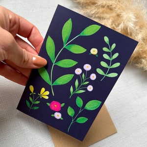 Aquarel wenskaart Modern Botanicals, plantenkaart, botanische kaart