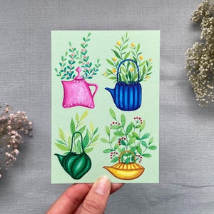 Theepotkaart, plantenkaart, tuinkaart, botanische kaart