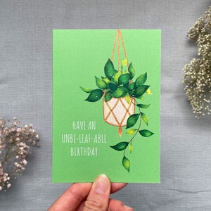 Cumpleaños sin hojas, Tarjeta de planta, Tarjeta de jardín, Tarjeta botánica, Tarjeta Hangpot, Bday