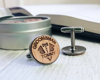 Caveman Gifts Square Cufflinks – Blue Silver Green, Surgical Steel, Wedding Groomsman Set