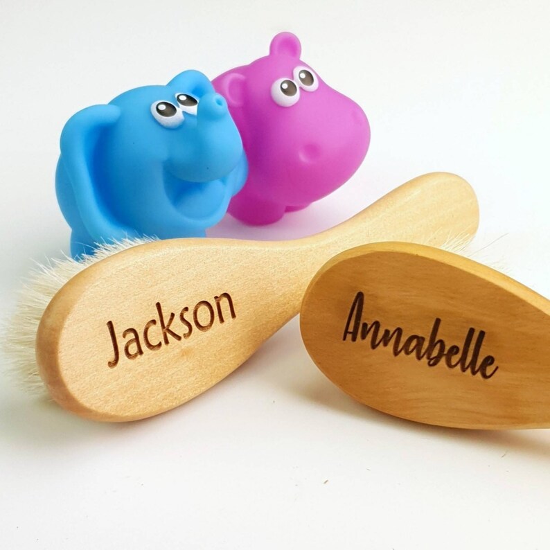 personalised wooden baby brush