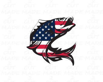 American Flag Bass PNG: Patriotic Fish Design (Digital Download)