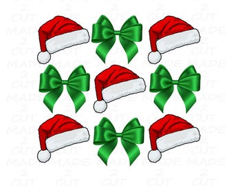 Christmas Santa Hat & Bow PNG Clipart (Digital Download)