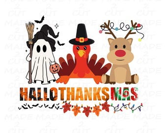 HalloThanksMas  PNG Design - Christmas - Halloween - Thanksgiving