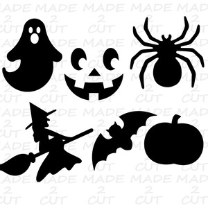 Halloween SVG Cut File: Ghost, Pumpkin, Witch, Bat, Spider (Digital Download)