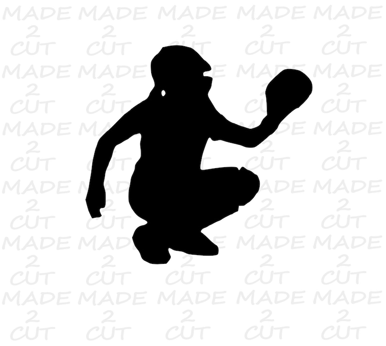 Softball Player SVG Catcher SVG Girl Silhouette Studio Etsy