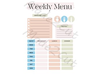 Planificador de comidas semanal imprimible: planifique, prepare y disfrute
