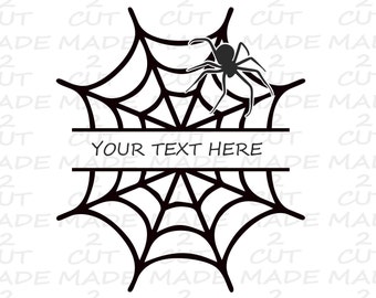 Spider Halloween SVG: Customizable Text, Digital Cut File
