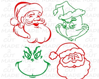 Santa & Grinch Christmas SVG Design (Digital Download)