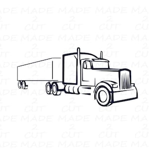 Semi Truck and Trailer Svg - 18 Wheeler Design - Van Trailer