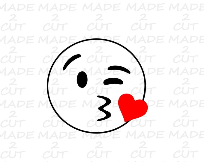 Emoji Kiss Emoji Face SVG Silhouette Kiss File Design Etsy Canada
