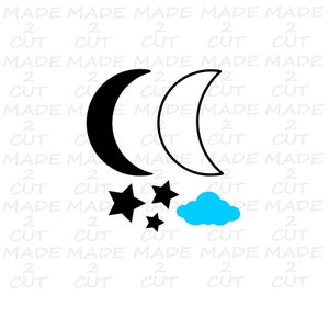 Moon Svg - Star Svg - Cloud Svg - Moon Cloud Star Design