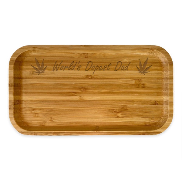 World's Dopest Dad rolling tray, Custom wood rolling tray / Laser engraved