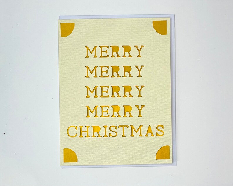 Minimalist Cutout Christmas Card With Holographic Matte Gold Etsy UK