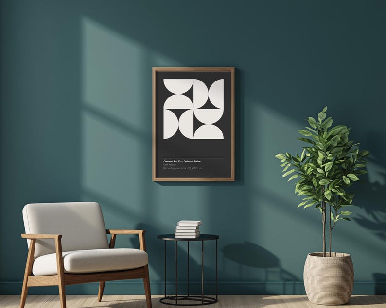 Mid Century Modern Geometric Print | Bauhaus Abstract Wall Art A4 ...