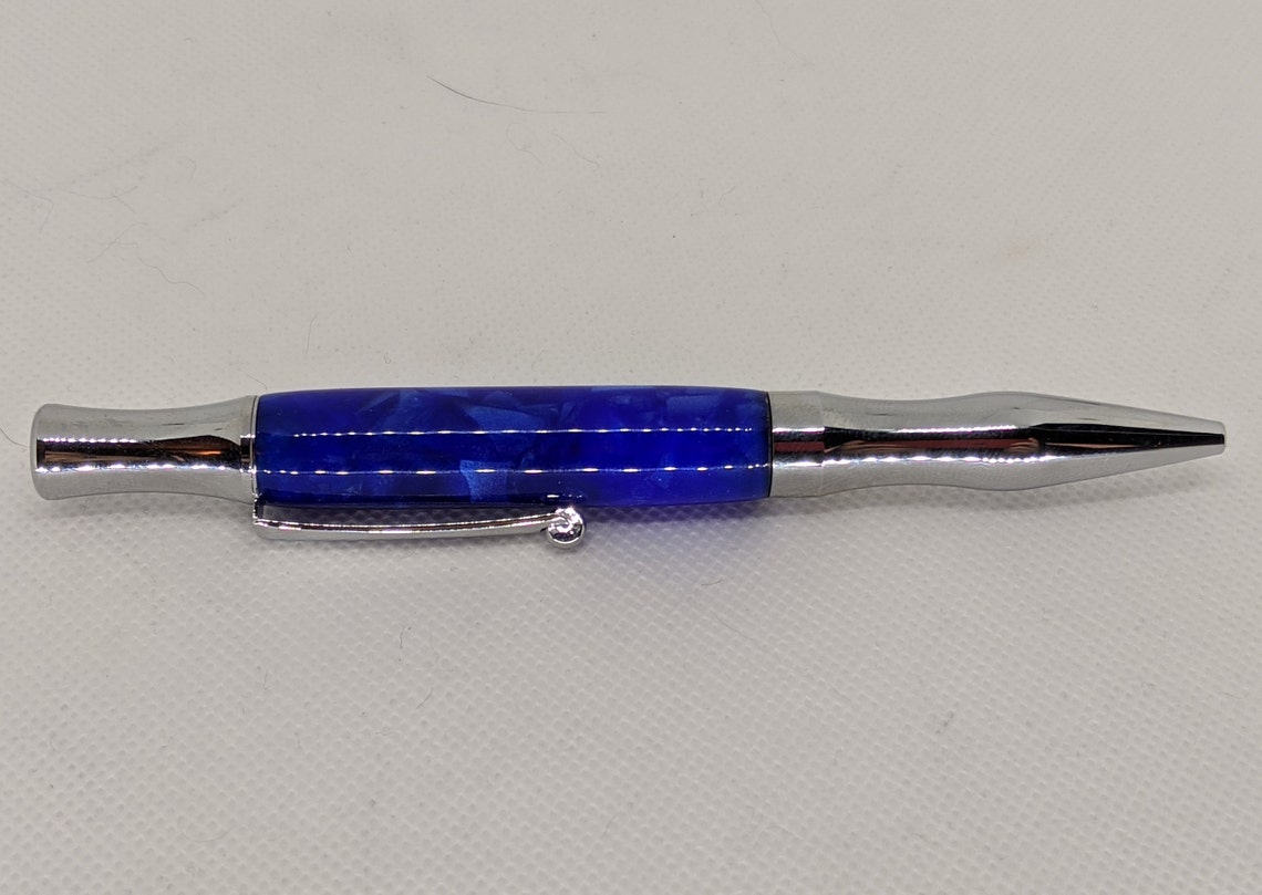 Princeton Pen Sparkling Blue Acrylic Chrome Etsy