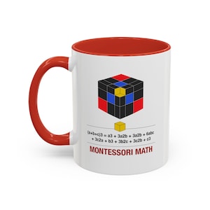 Montessori Trinomial Cube Coffee Mug or Cup, Montessori Gift for Teacher or Parent, Sensorial Math Design, Teacher Appreciation, Parent Gift
