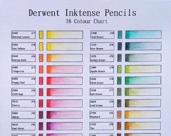 Derwent Inktense 72 Pencil Colour Chart Template Printable Etsy