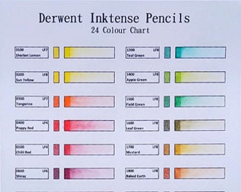 Derwent Inktense 24 Pencil Colour Chart Template Printable Colouring  Template Color Tracker Project Reference Chart Instant Download 