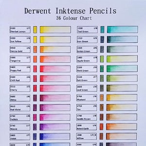 Derwent Inktense 36 Pencil Colour Chart Template Printable Colouring  Template Color Tracker Project Reference Chart Instant Download 
