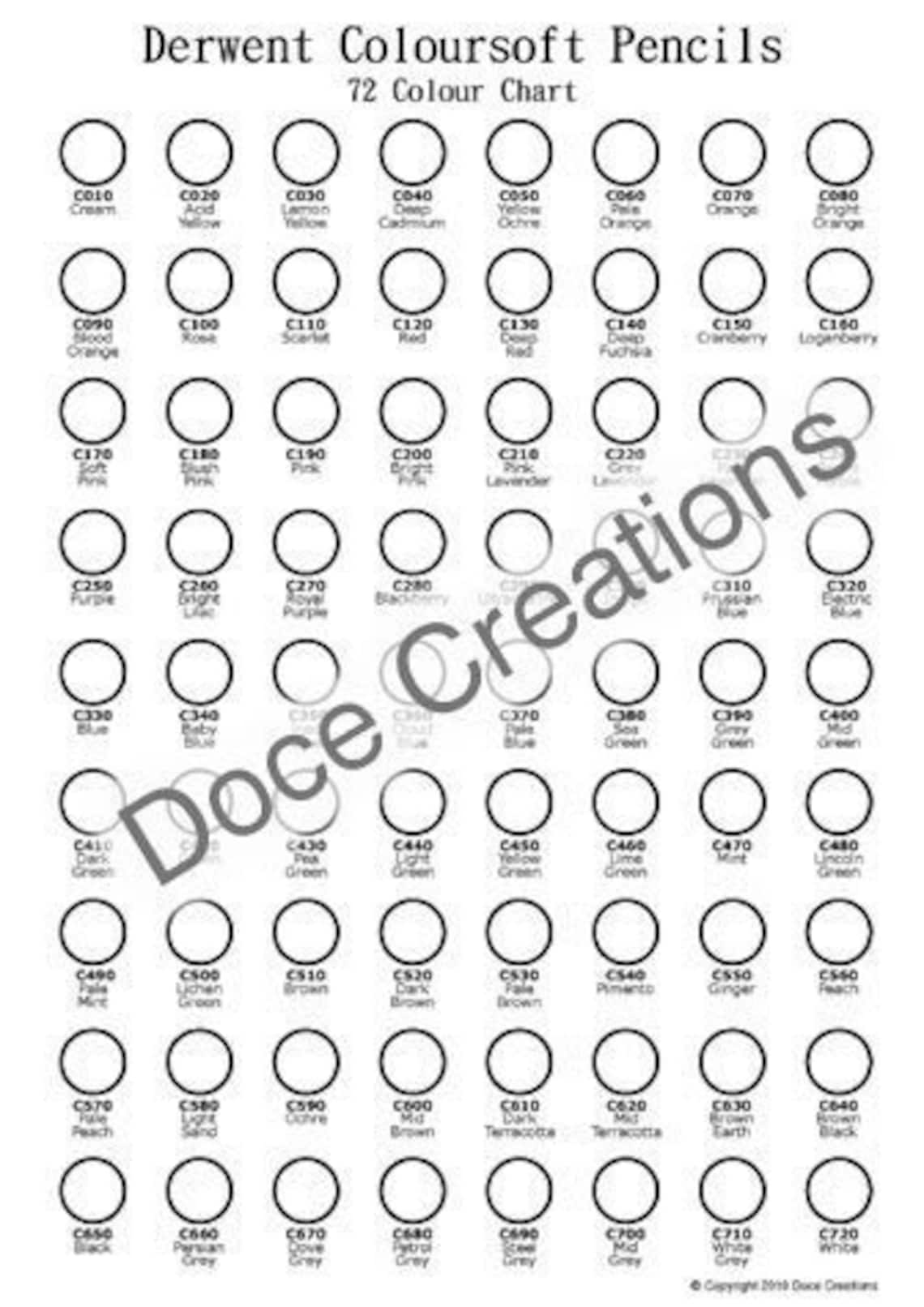 Derwent Coloursoft 72 Pencil Color Chart Template Printable Coloring