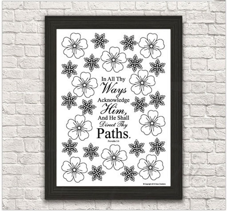 Proverbs 3 6 Inspirational Coloring Page Bible Quote | Etsy