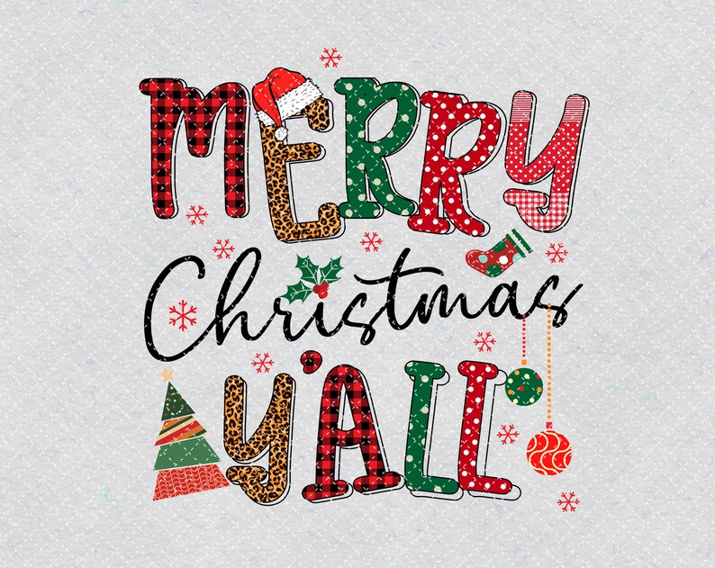 Merry Christmas Y’all Leopard Buffalo Plaid PNG Merry | Etsy