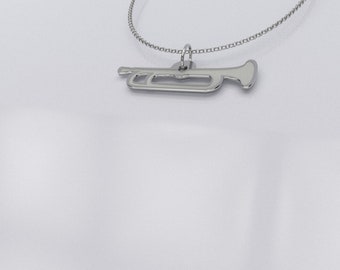 Trumpet Pendant - Trumpet Charm - Trumpet Necklace - Music Teacher Gift - .925 Sterling Silver Trumpet Jewelry