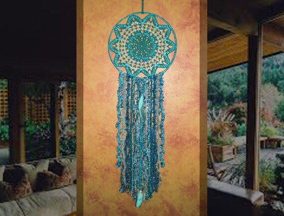 Large Emerald Green Dreamcatcher Wall Hanging Crochet Mandala Dream Catcher Bedroom Decor Art Boho Hippie Wedding Decoration Baby Nursery