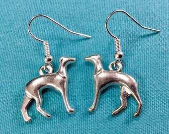 GREYHOUND EARRINGS Silver Racing Dog Italian Greyhound Earrings WHIPPET Dangle Dog Earrings Gift for Dog Lovers Accessory Racing dog gift