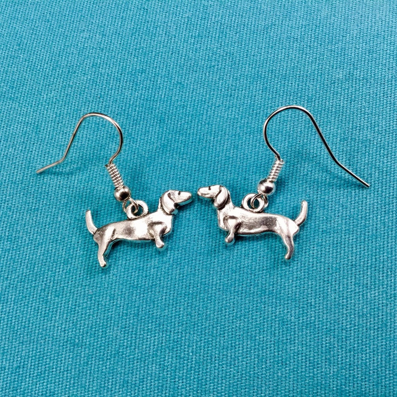 Silver DACHSHUND EARRINGS Sausage Dog Earrings Dog Etsy