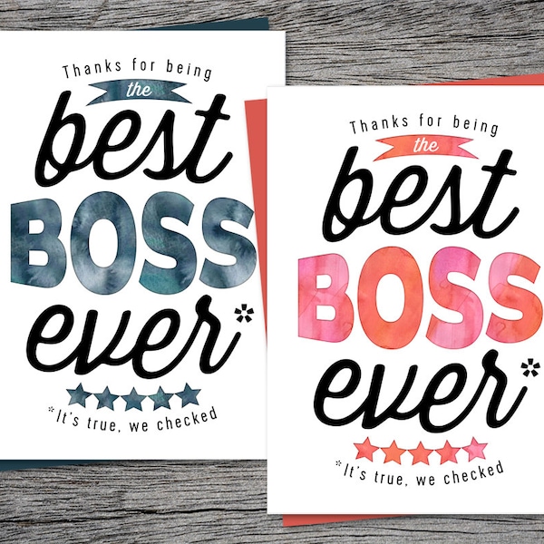 Boss's Day Card - Thanks for being the best boss ever - Printable Card