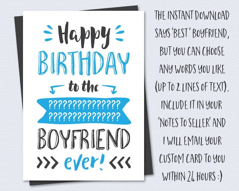 Printable Birthday Card Happy Birthday to the Best Boyfriend Ever ...