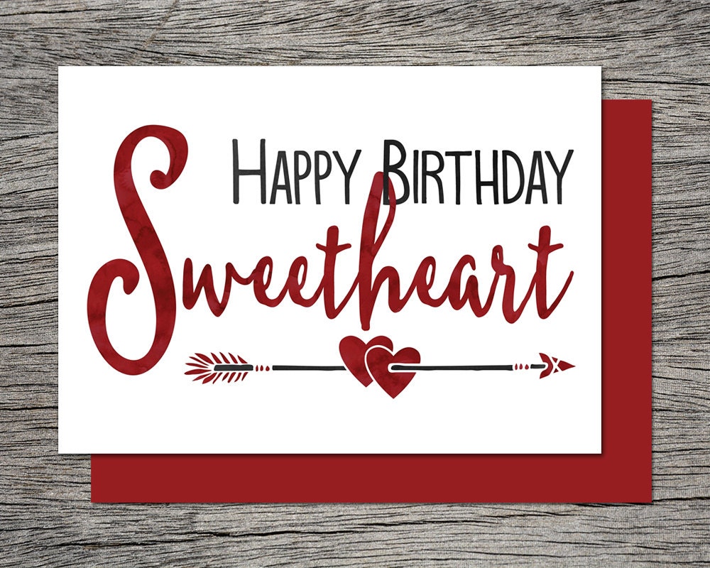 printable birthday card happy birthday sweetheart instant etsy