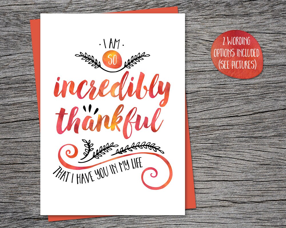 Thanksgiving Card Incredibly Thankful Printable Card | Etsy