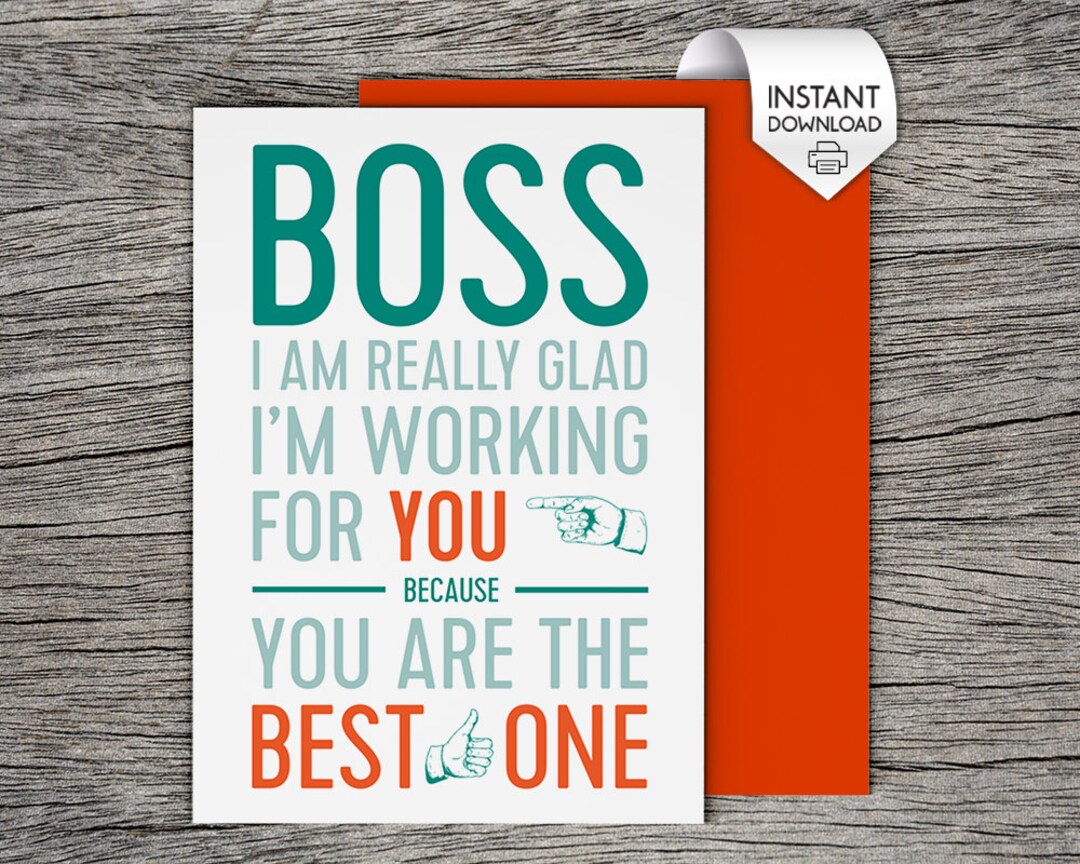 Boss's Day Card, Bosses Day Card Printable Card Best Boss - Etsy