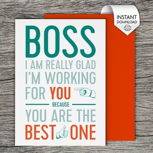 Boss's Day Card, Bosses Day Card Printable Card Best Boss (Instant ...