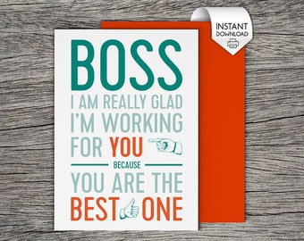 Boss's Day Card, Bosses Day Card - Printable Card - Best Boss