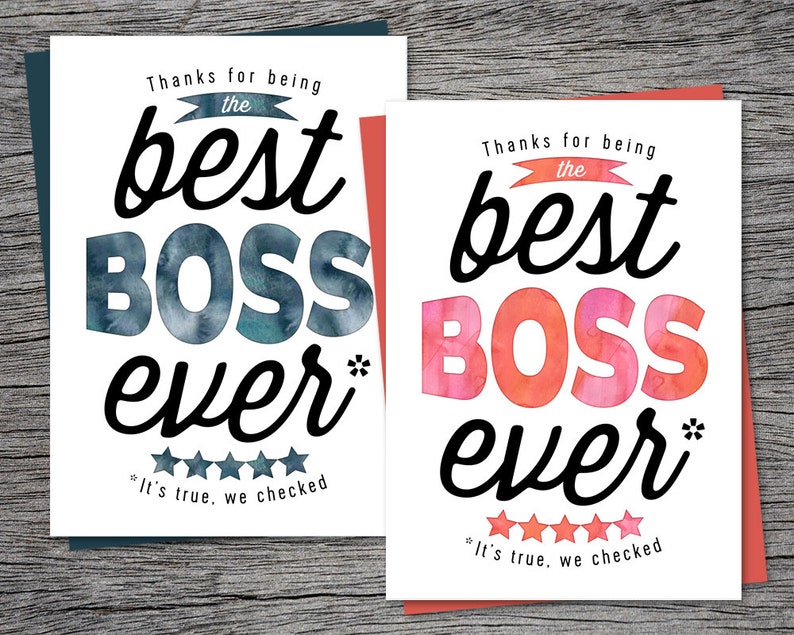 Boss's Day Card Thanks for being the best boss ever Printable Card image 1