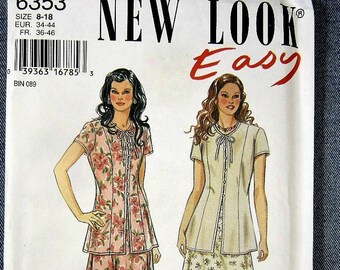 Easy pull-on flared skirt and tunic sewing pattern, uncut New Look Easy 6353, Misses 8 - 18