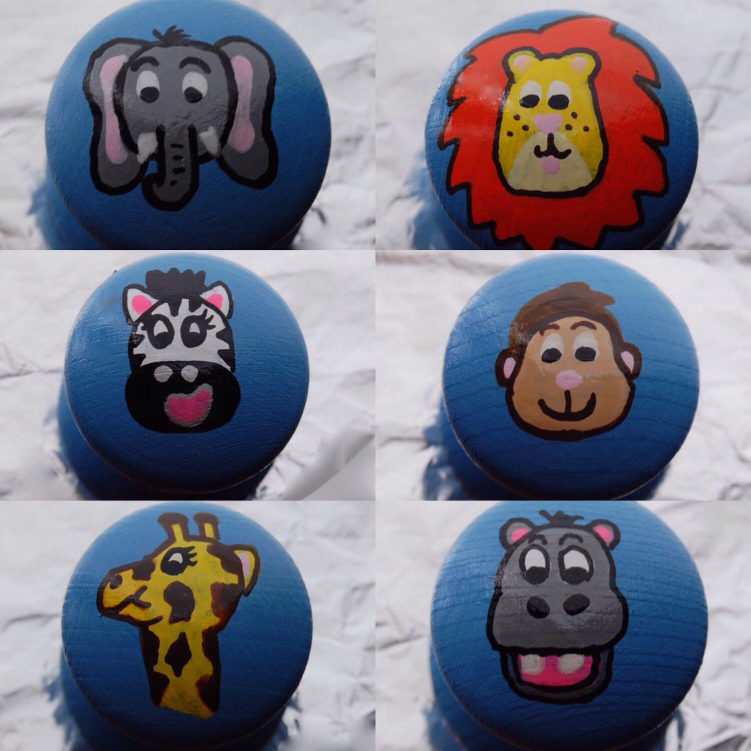 Jungle Animal Drawer Knob 6 Designs Lion Zebra Monkey Hippo