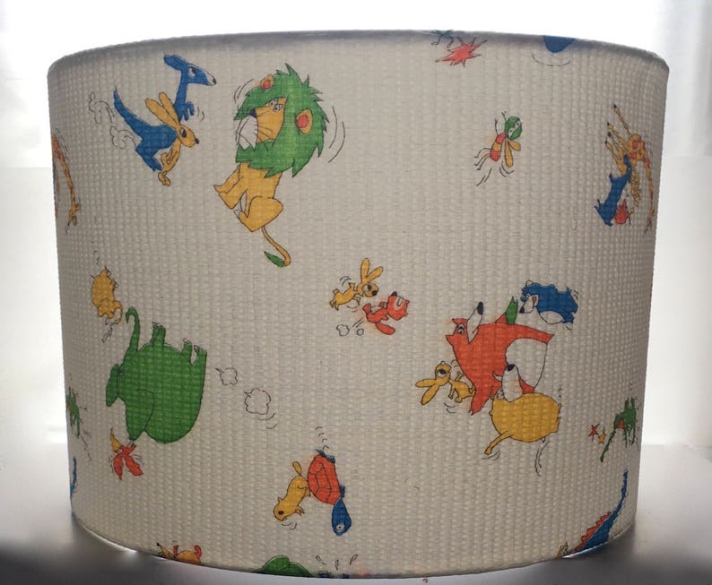 Animal Lampshade Made With Vintage Kimono Cotton Animal Lampshade Made With Vintage Kimono Cotton
