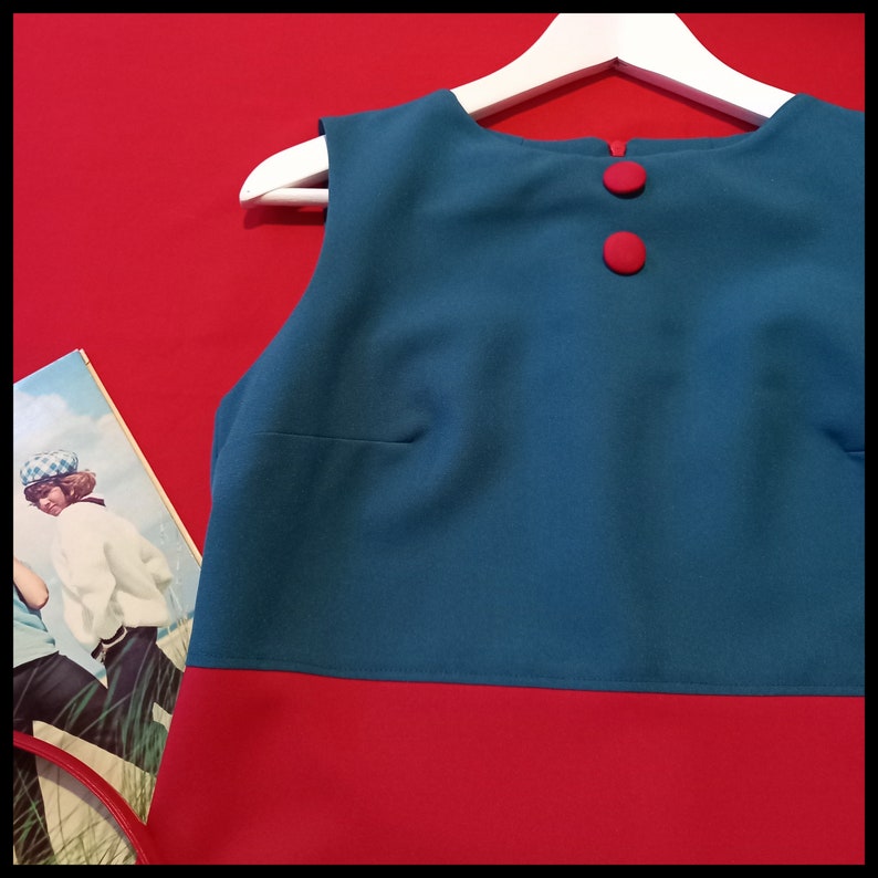 Robe courte bleu rétro style années 60 mod sixties taille 40 / 12UK image 2