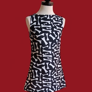 RETRO dress with exclusive print, vintage style bones from the 60s and 70s, handmade, in various sizes